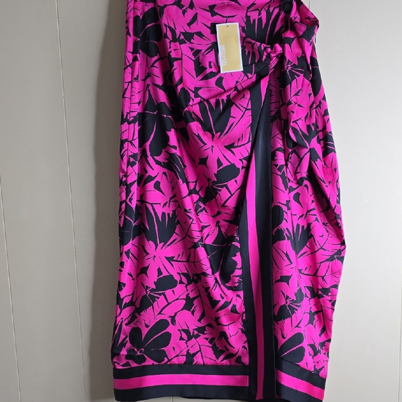MICHEAL Micheal Kors Palm Print Faux Wrap Midi Skirt 12 - Picture 4 of 13